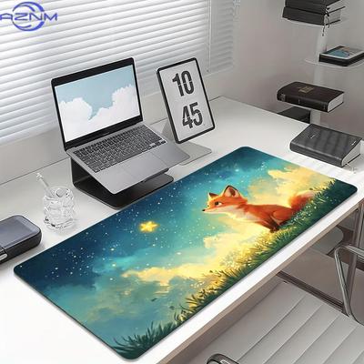 Söt Stjärnhimmel Spelmusmatta Halkfri Gummiskrivbordsmatta Räv Katt Hjort Kanin Skrivbordsmatta Spelare Kontor Skrivbord PC-tillbehör