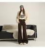Spice girl four-sided elastic retro horn jeans autumn and winter new high waist loose and thin, not close to the legs slightly pull pants women