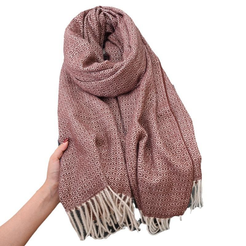 Scarf Exquisite in Honeycomb Mid Length Tassel Shawl High End Cold Proof and Warm Versatile Couple Student Scarf