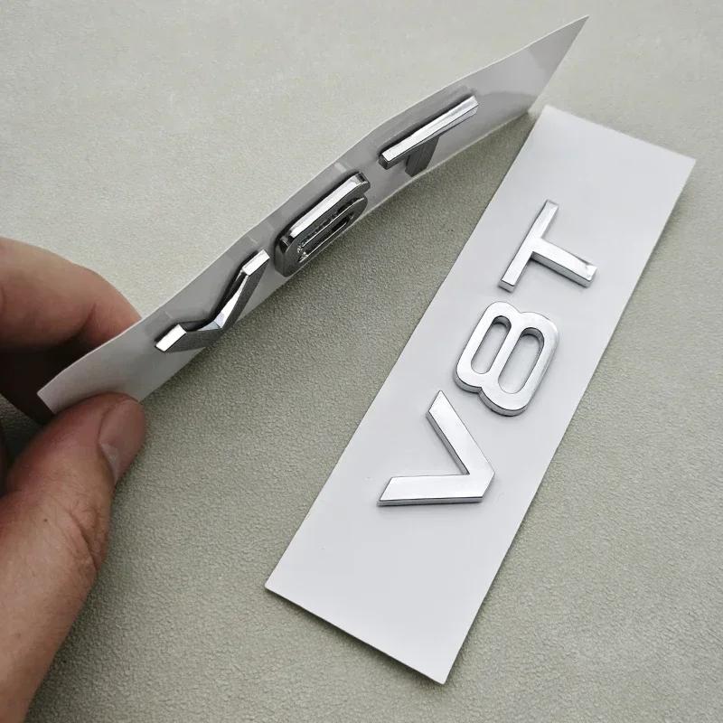 3D ABS Logo V6T Emblem V8T V10 Letters Car Sticker Fender Badge For Audi S4 S5 S6 A6 A7 A8 S8 Q5 SQ5 SQ7 Q8 R8 RS6 Accessories