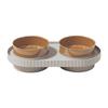 Anti-Tip 2-in-1 Dog and Cat Food and Water Bowl with Weighted Base, Easy-Clean Plastic Double Bowl for Small and Medium Pets