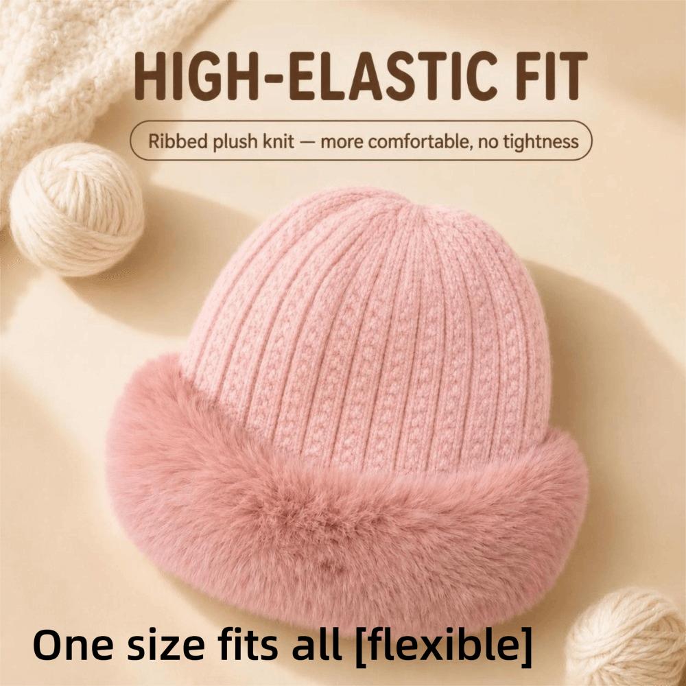 Windproof Knit Beanie Hat Cold-Resistant Warm Knitted Cap Stylish Slouchy Winter Hat  Outdoor Wear