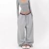 Pantaloni da jogging larghi grigi a gamba larga per danza jazz da donna