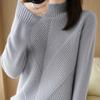 Half Turtleneck Thickened Knitted Sweater Solid Color Casual Sweater for Women Long-sleeved Loose Pullover Autumn