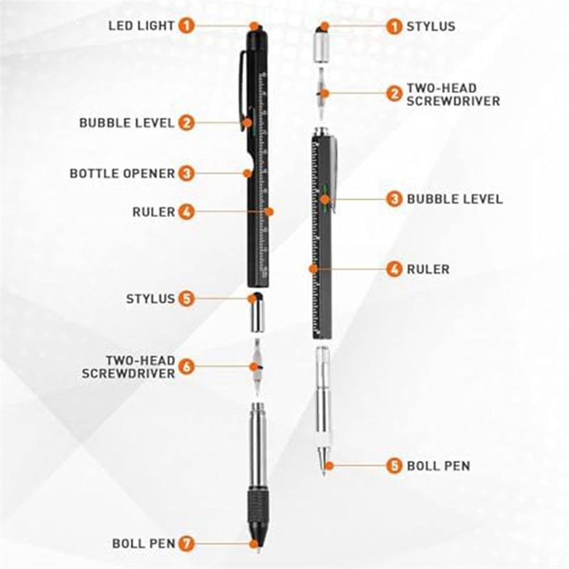 Good-Stocking Stuffers Gifts For Men, Multitool Pen Set,Christmas Gifts For Men Who Have Everything,For Husband Boyfriend Black