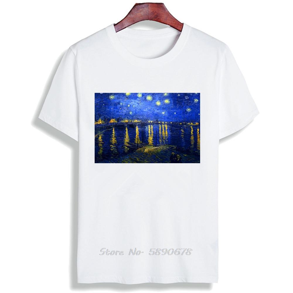 Fashion Short Sleeve T Shirt Van Gogh Starry Night Classic Art Printed Men Cotton Top Tees Casual O Neck T-Shirt Unisex TShirt