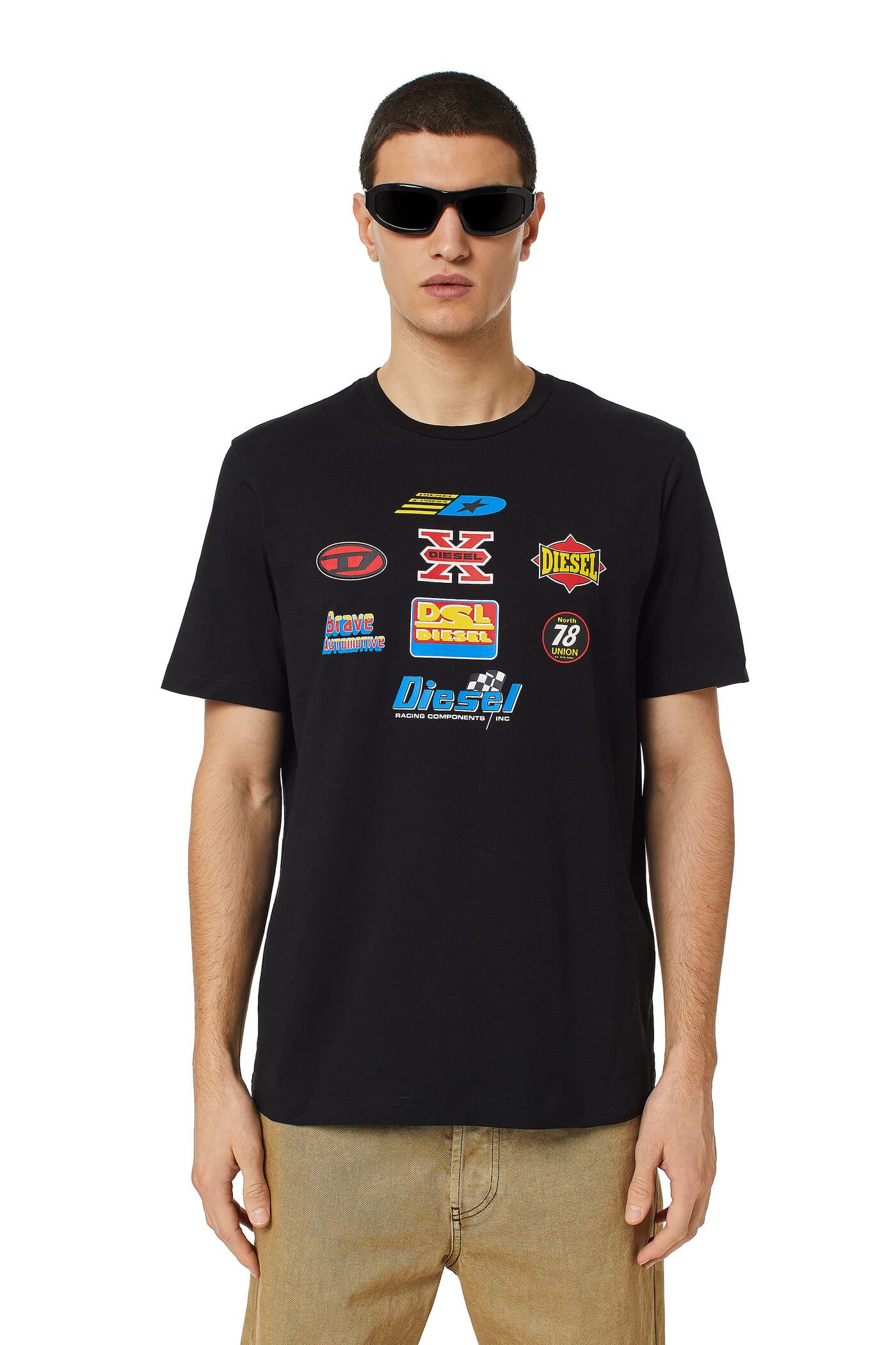 

Мужская графическая экологичная футболка Diesel, размер S, черный, 9XX, A038250GRAI