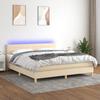 Exclusive House - Bed Slatted Base with LED Mattress Cream 160x200 Cm Fabric