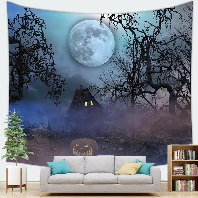 Halloweenthemed backdrop decoration fabric digitalprinted polyester tapestries living rooms bedrooms macrame wall hanging