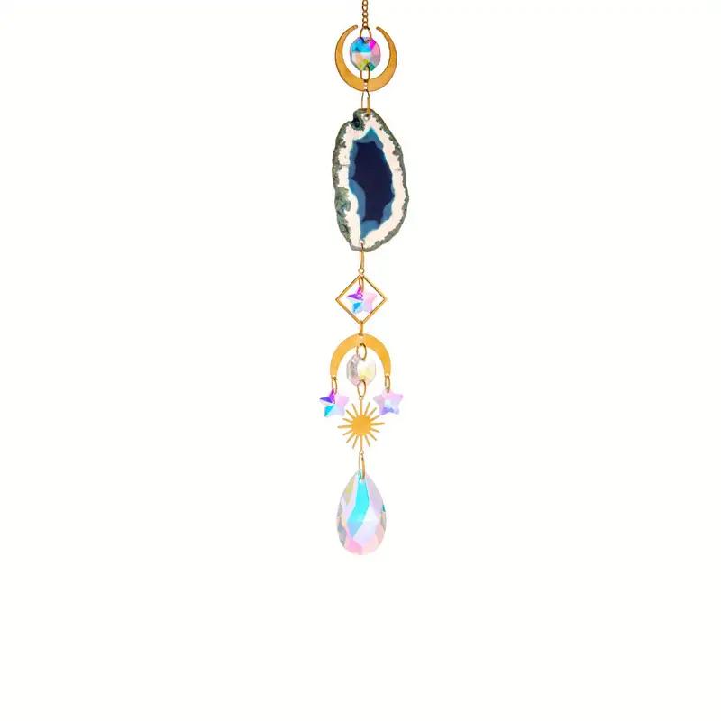 1pc Crystal Suncatcher, Window Hanging Sun Catcher with Prism and Agate Slices, Used for Home Garden Wedding Decoration