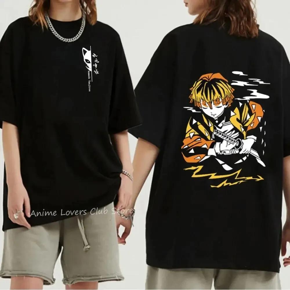 Japanese Anime Demon Slayer Graphic Print T Shirt Summer Oversized Men T-Shirt Fashion Casual Women Crew Neck Short Sleeve Tees
