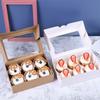 5PCS Paper Cupcake Packaging Boxes Transparent Window Containers Bread Boxes Pastry Racks Suitable for Cookies Snacks Desserts Daily Home Baking