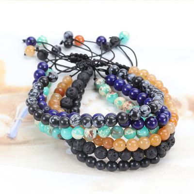 Bracciale in pietra naturale di moda con occhio di tigre Bracciale in roccia lavica Braccialetti antistress Regali gioielli unisex
