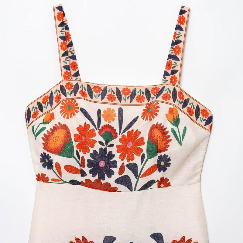 Kaslead New Arrival Women's Fashion Style Fashion Minimalist Vacation Style Positioning Print Suspender Skirt