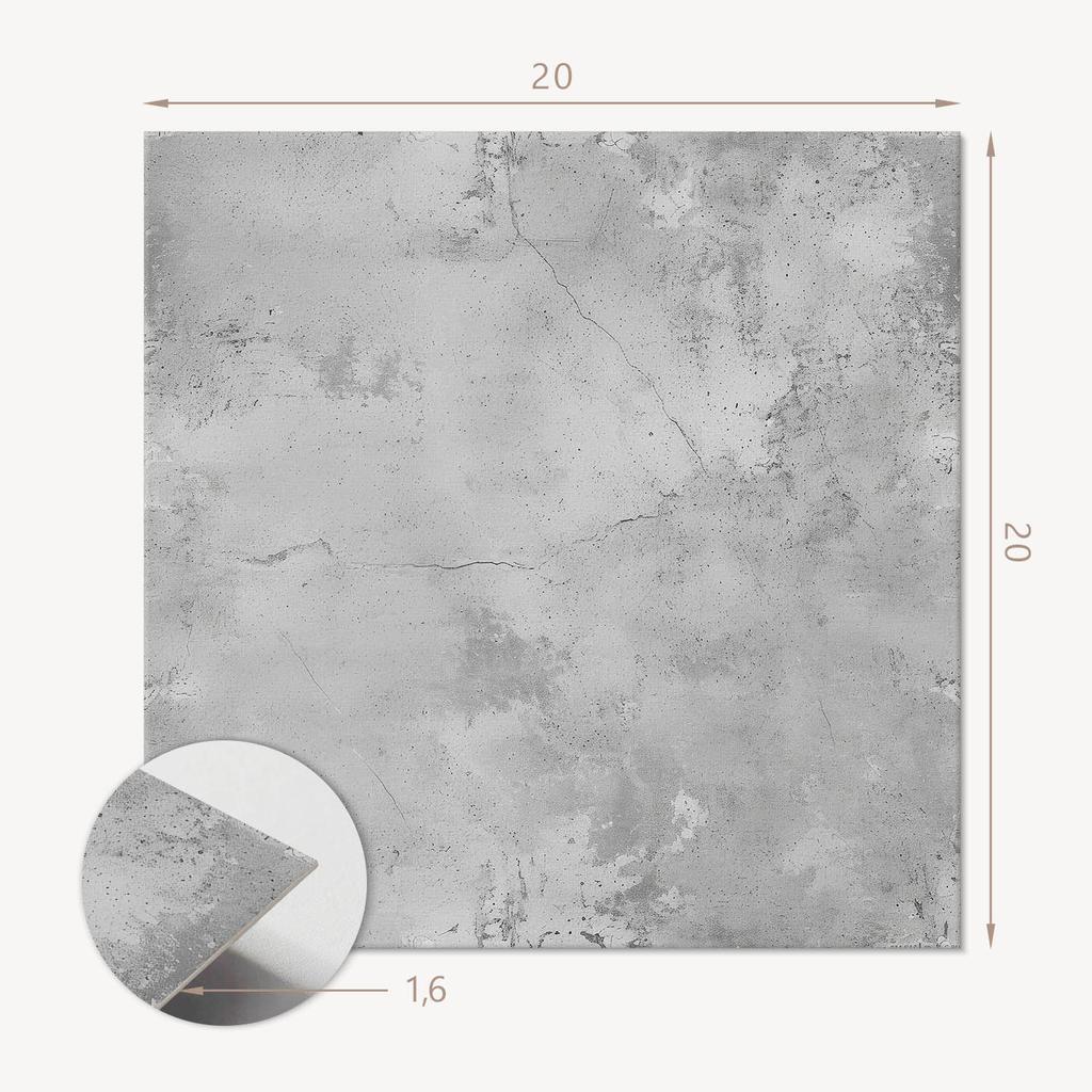 Komplet Kafelków Winylowych Z Wzorem Do Salonu Samoprzylepne Tekstura Betonu Z Rysami 20X20X20 Cm