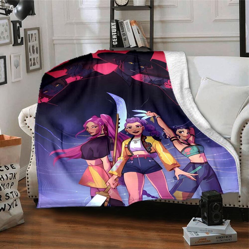 1pc KPop Demon Hunters28 Blanket, Gift, for Men and Women, Soft Blanket, Good for Sofa Bed Couch Travel, Lightweight Flannel Blanket