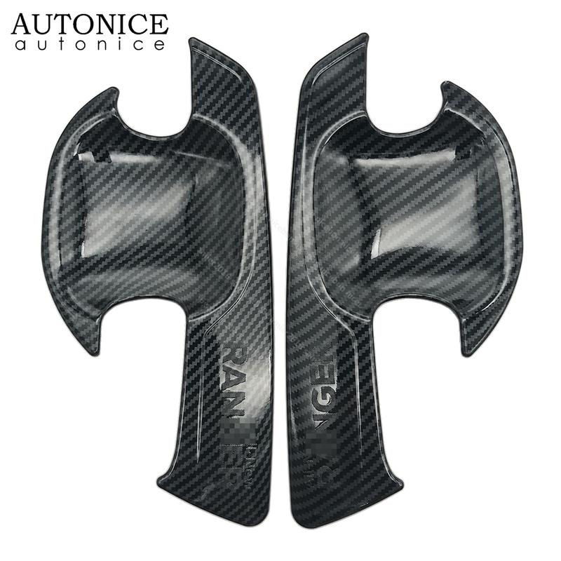Carbon Fiber Color Outer Door Handle Bowl Decorator Cover Trim Fit for Ford Ranger Wildtrak Raptor 2012-