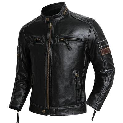 Çin Beden Motosiklet Ceketleri Koruyucu Erkek Deri Ceket Gerçek İnek Derisi Motor Biker Ceket Sürüş Giysileri Chaquetas Cuero Para Hombre