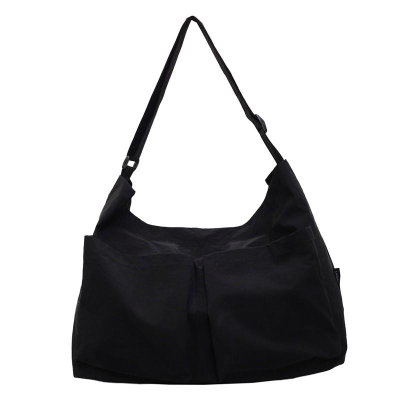 Borsa a tracolla minimalista in tela con chiusura a zip per uso quotidiano casual