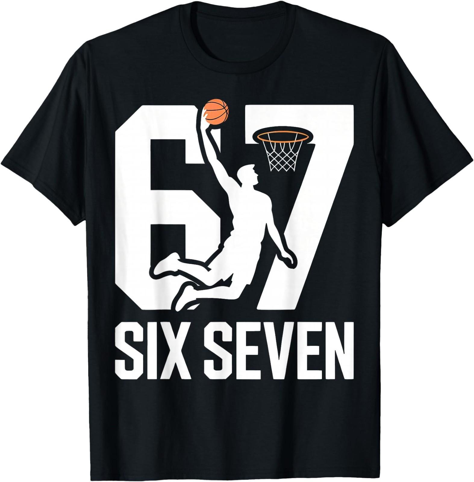 67 Basketball Six Seven 6 7 Meme T-Shirt , Unisex Tee S разноцветный