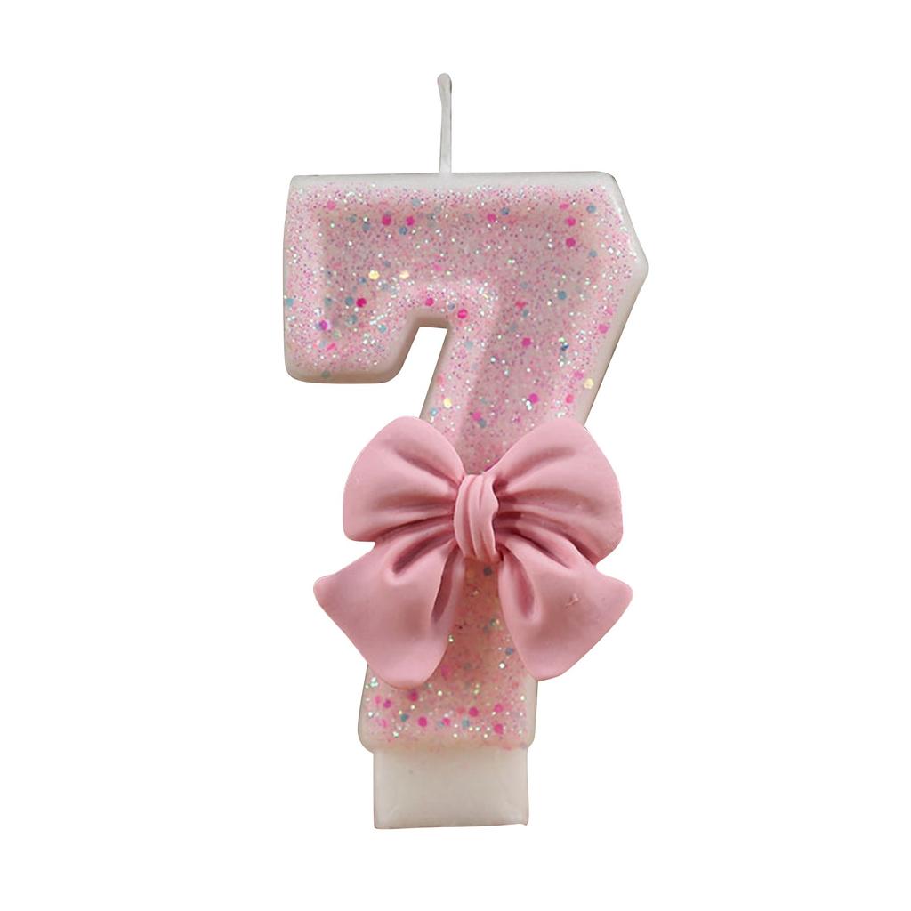 3D Number Cake Decorating Candle Pink Glitter Birthday Candles Digital Candle Cake Topper Birthday Party Anniversary Cake Decor