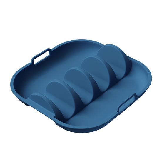Silicone Taco Holder Reusable Taco Plates with 4 Dividers And Handle Dishwasher Microwave Oven Safe Taco Serving Tray