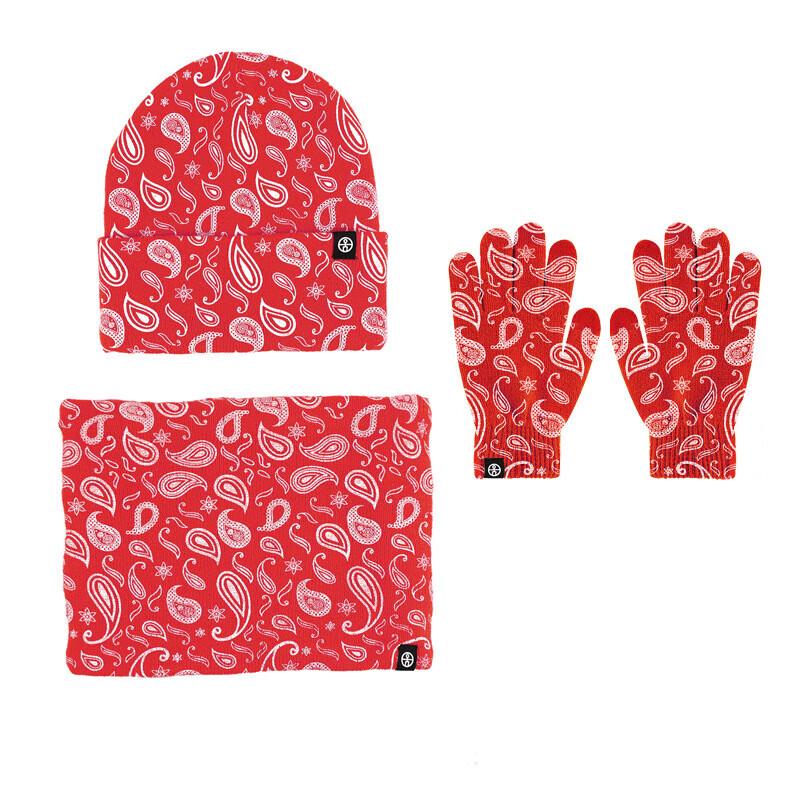 

Paisley Knit Hat, Scarf & Gloves Set One Size
