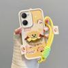 KEYSION Cartoon Cute Plush Embroidery Case for VIVO Y03 Y03t with Lanyard Silicone Shockproof Phone Cover for VIVO Y18 Y28s 5G