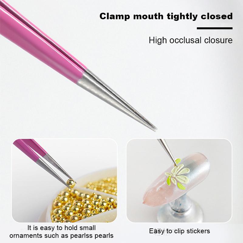 Double Ended Silicone Nail Art Tweezers With Pressing Head Nail Stickers Rhinestones Pick Up Clip Eyelash Extension Makeup Tools