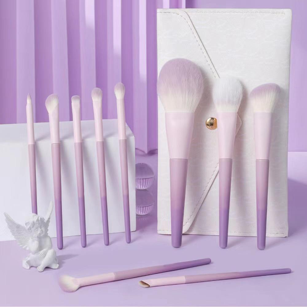 New Milk Purple 10-piece Makeup Brush Set Loose Powder Brush Blush Brush Eye Shadow Brush Portable Beginner Makeup Artist