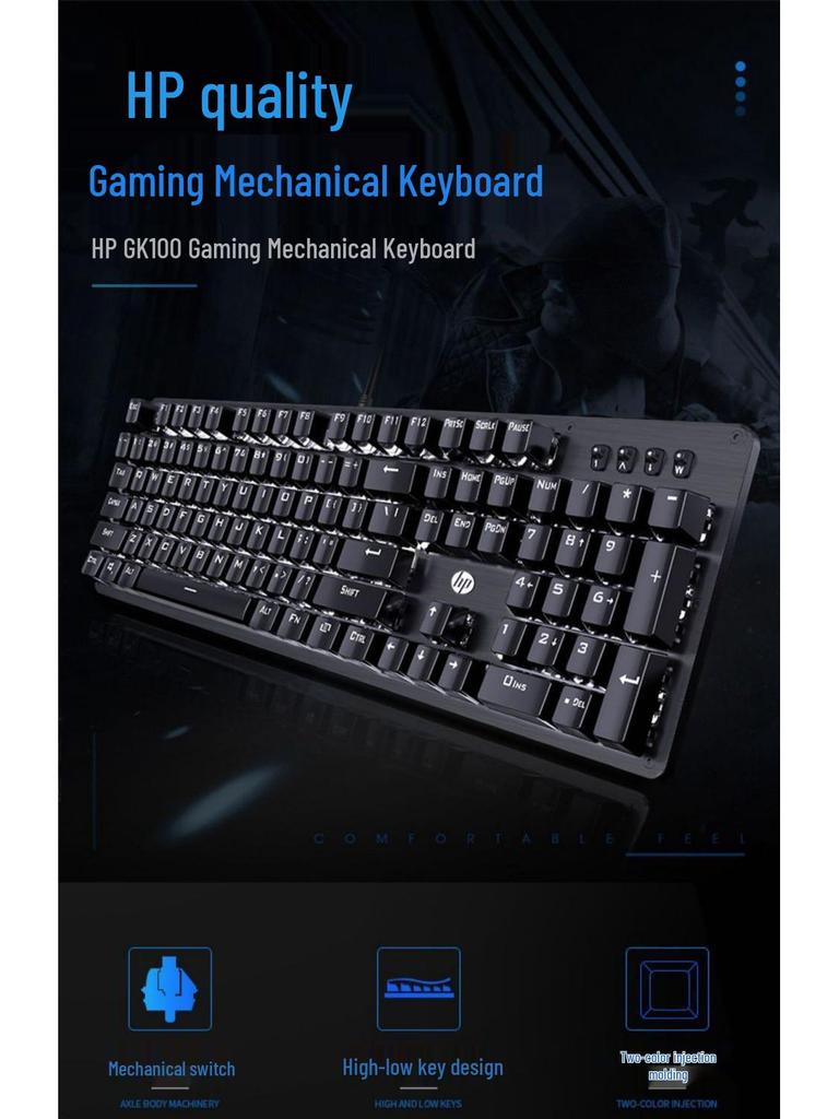 GK100F Mechanical Blue Switch Keyboard - USB Wired for Business, Home, & Gaming