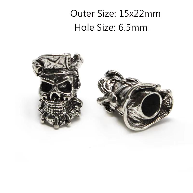 2 Stück Totenkopf Krieger Helm Abstandshalter Perlen Anhänger Haarzopf Dreadlock Bartperlen Paracord Seil Messerperlen für Armband DIY Schmuck