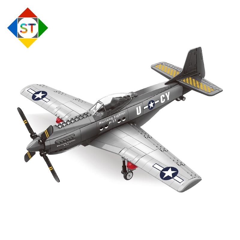 WG4006 WWII Vojenský 1/26 P51 Mustang Stíhačka Stavebnice Severoamerické Vzdušné Sily Prúdové Lietadlo Hračky Pre Deti Dospelý Darček