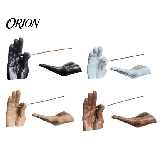 Decorative Home Accessories Creative Hand Shape Incense Burner, Resin Ornament, Burner & Ash Collector Artistic Sculpture Set for Office Desk