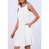 YYFS Women's Fashion Summer Spring Solid Color Print Sleeveless O-Neck Loose Waistline Casual Dresses
