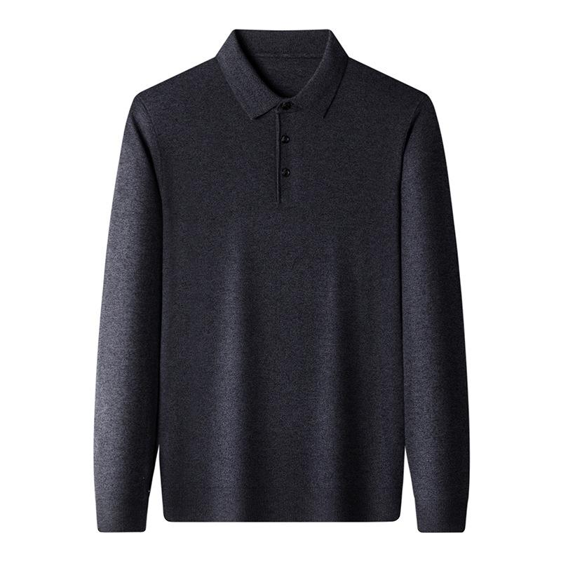 Autumn Base Shirt Lapel Slim Top Men's Korean Casual Men's Sweater Solid Color Long Sleeve T-shirt Polo Shirt