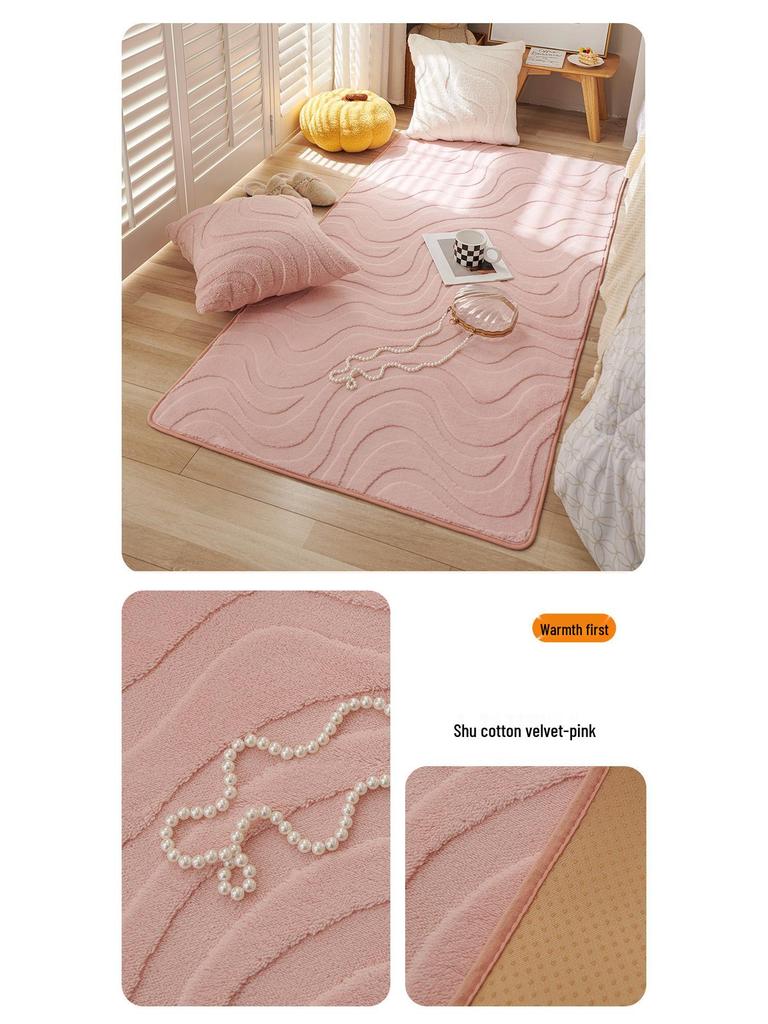 Shu Baumwoll-Wohnzimmerteppich mit rutschfester Oberfläche: Fleckenabweisender, strapazierfähiger und pflegeleichter Teppich für Sofa und Couchtisch