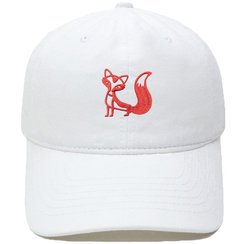 Tegneserie ræv broderet baseballkasket vasket retro dad hat til mænd og kvinder afslappet udendørskasket