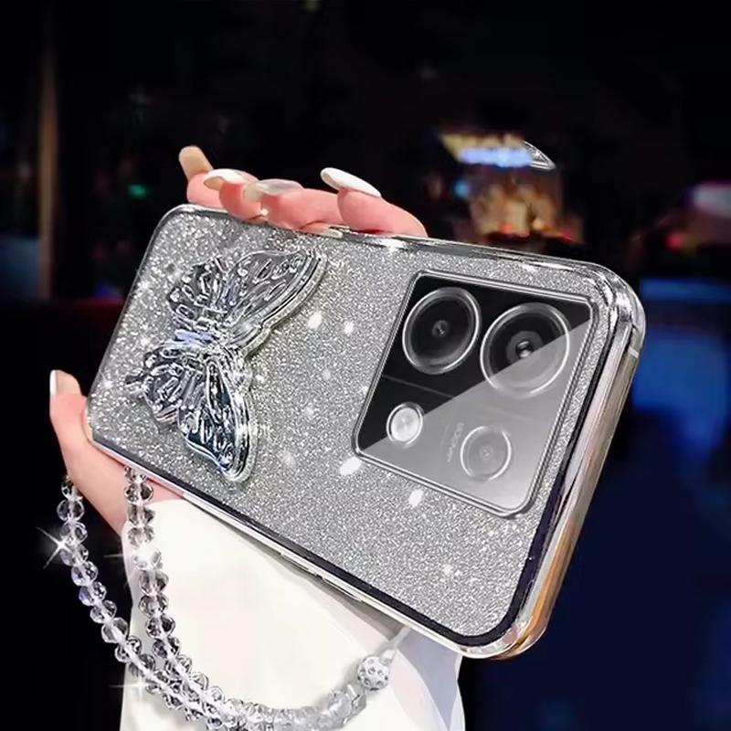 Držák telefonu s motýlkovým držákem Křišťálový náramek Pokovený kryt Pro Honor X7C X9C X8B X8C X8A X6B X9A X9B X7 X7A X7B X6 X6A Kryt