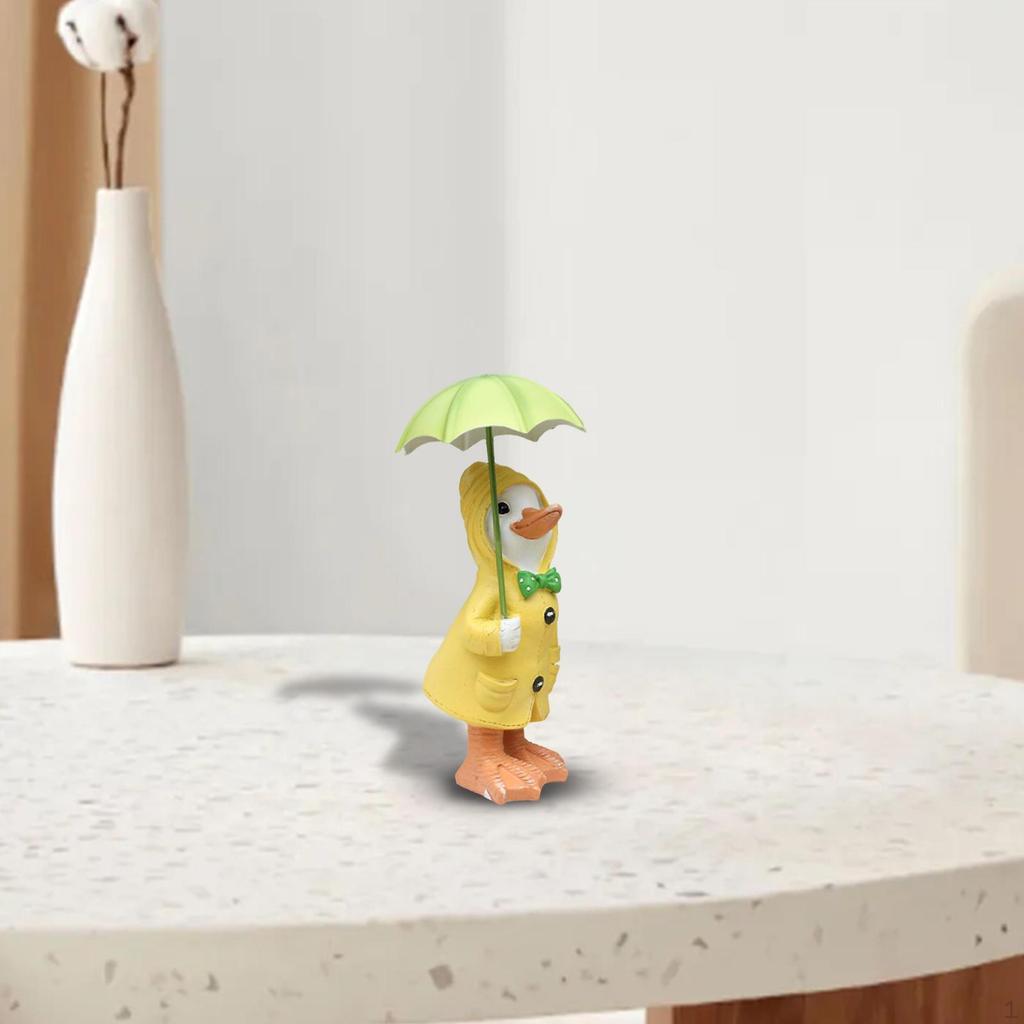 Figurine Craft Animal Ornament Waterproof Desktop Umbrellas Duck Statue Decorative Sculpture for