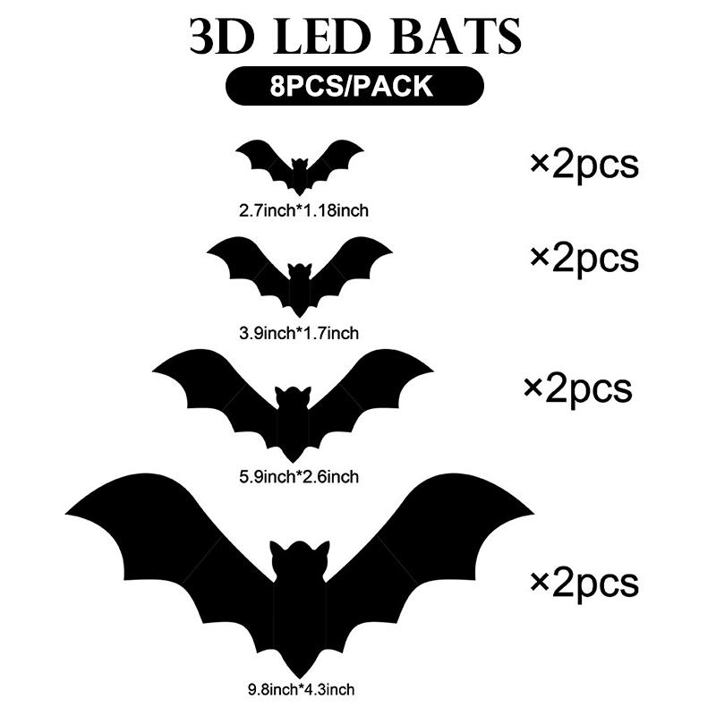 

2025 Хэллоуин 3D Светящиеся Летучие Мыши, Светодиодные Фиолетовые Светящиеся 3D Летучие Мыши Украшение на Хэллоуин, Улучшенная Светодиодная Светящаяся Группа Летучих Мышей Подвесная Настенная
