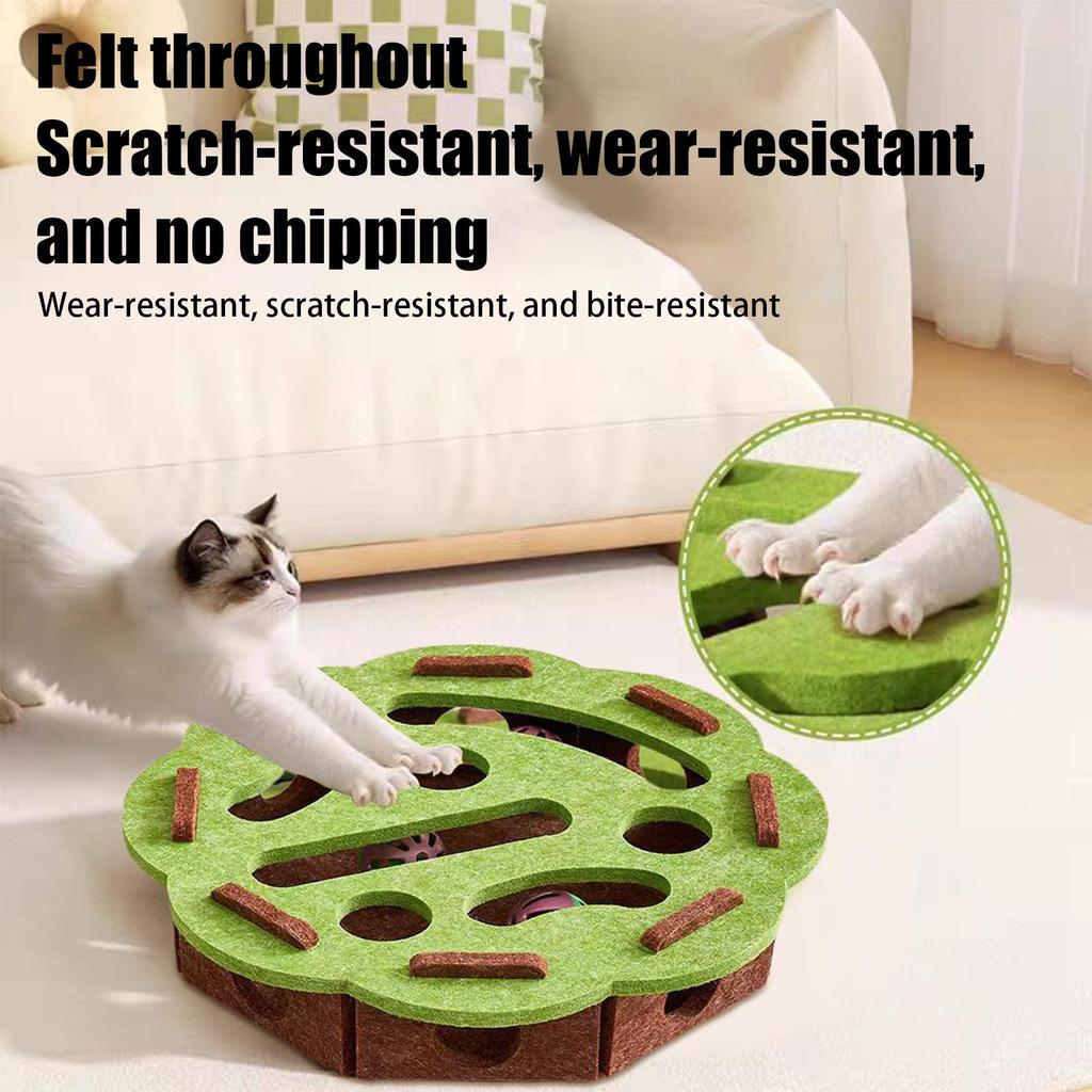 Cat Toys Puzzle Box Felt Pet Supplies with Bell Interactive Cat Toys Kitten Accessories Pet Cat Maze Game for Enrichment Mental