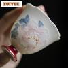 75ml Handgefertigte Blume Mund Große Meister Tasse Handgezeichnet Gestapelte Pfingstrose Teetasse High-End Vergoldete Teetasse Kung Fu Tee Zubehör