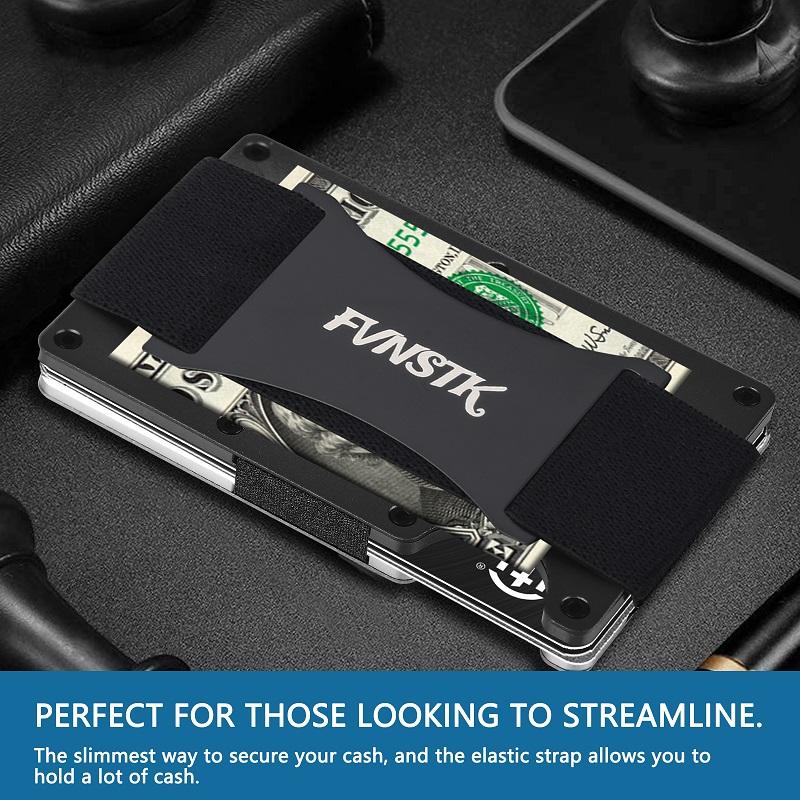 Brieftasche – Kreditkartenetui mit Blockierung der Vordertasche – Metall-Geldbörse mit Geldscheinklammer