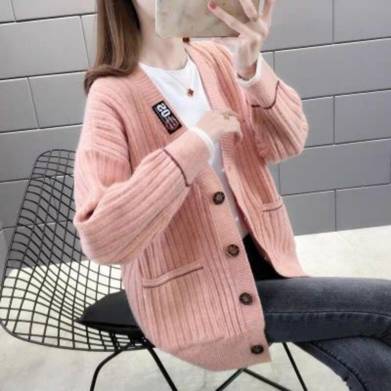 Women's Knitted Cardigan Sweater Loose Top Spring Autumn Winter Women's Fashion Korean Version