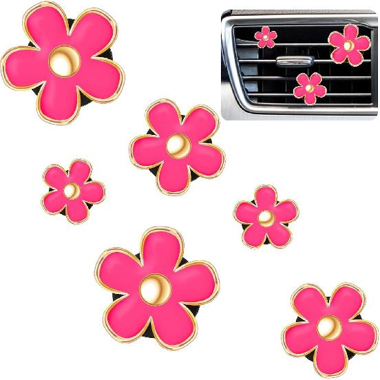 Frienda 6 Pcs Daisy Flower Air Vent Clip Accessories Air Conditioning Outlet Clip Car Air Freshener Dashboard Accessories Charm Car Inter Decor(3 cm,