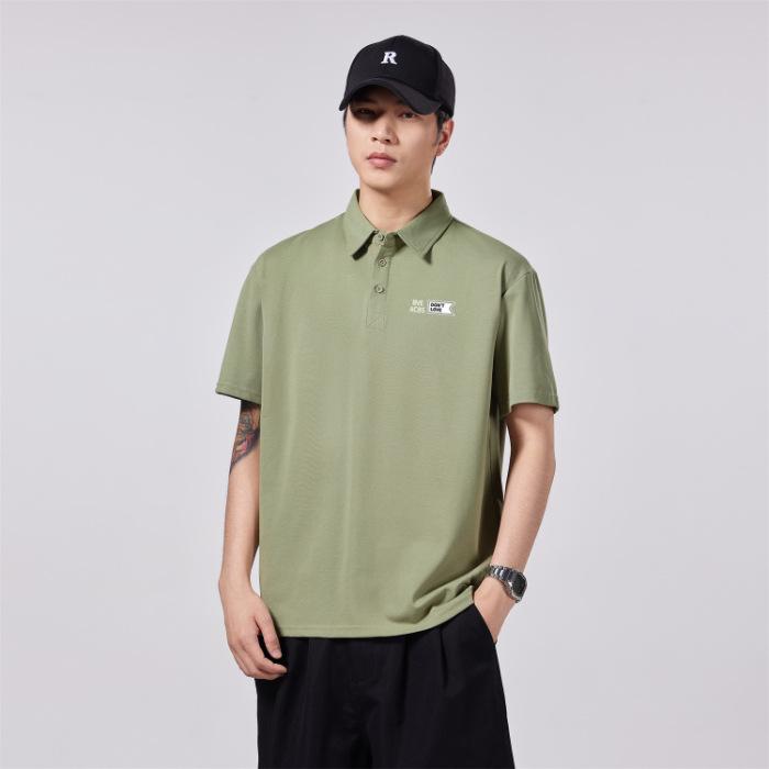 Men's Short-sleeved Letters POLO Shirt Men's Short-sleeved T-shirt Loose Lapel Summer New Style T-shirt