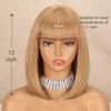 MISSQUEEN Short Straight Bob Wigs with Bang Blonde Golden Brown Natural Synthetic Hair for Women Daily Cosplay Heat Resistant Fiber Wig