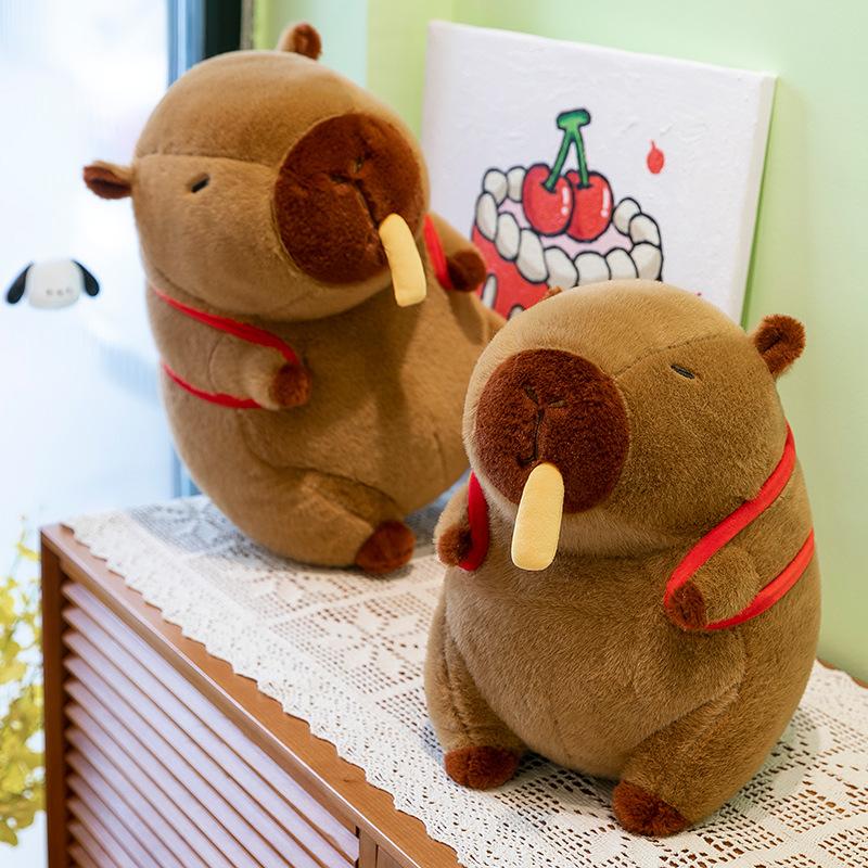 French Fries Backpack Capybara Plush Doll Gluttonous French Fries Stretchable Kapibara Girls Gift