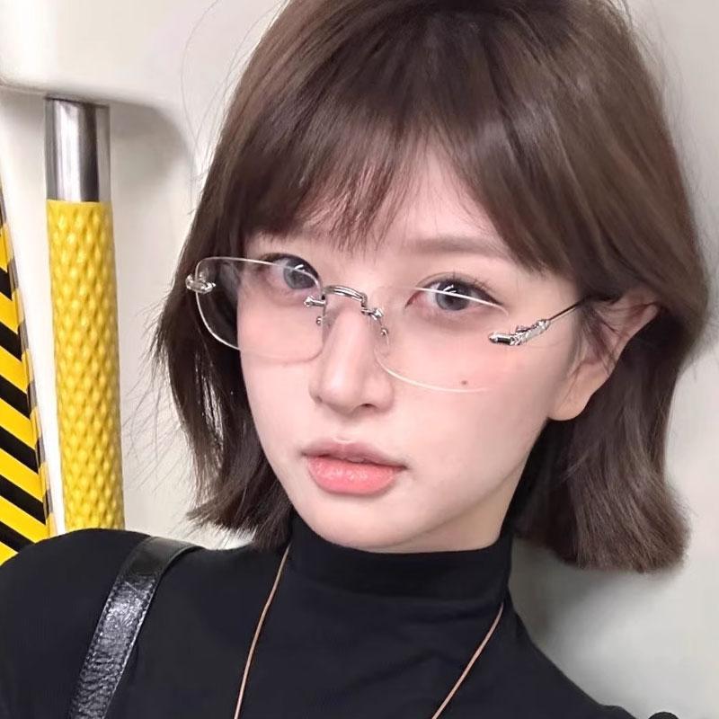 Square Rimless Anti-Blue Light Glasses Women Men Summer Silver Frame Optical Spectacle Eyeglasses Computer Reading Eyewear